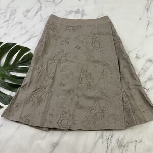 Ailleurs Womens Wrap Skirt Size 10 Taupe Gray Embroidered Floral A-Line